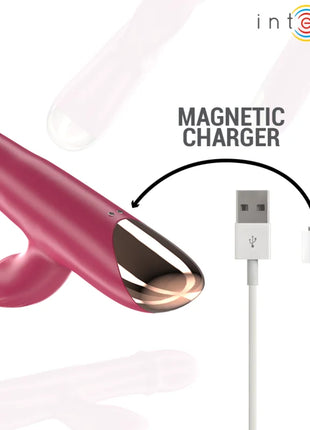 Intense chloe multifunktionsvibrator 3 in 1 rot mit pinkem körper, metallisch goldfarbener spitze und magnetischem ladeanschluss