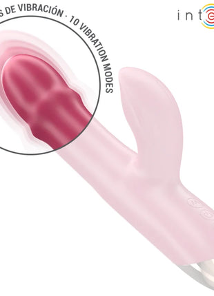 Intense chloe multifunktionsvibrator 3 in 1 rot pink silikon mit glänzendem silbernem metallspitze rabbit form
