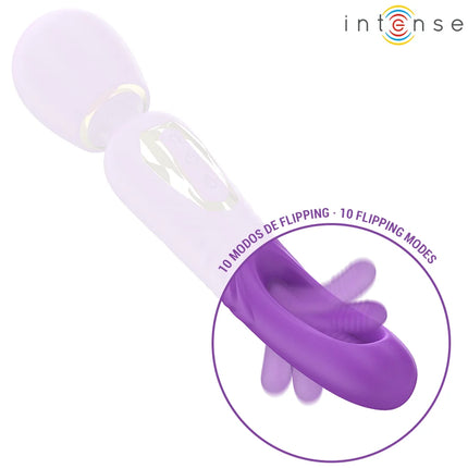 Intense christy vibrirender stab mit schnappender zunge purple und durchsichtiges silikon dual vibratormodus