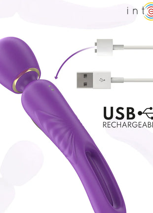 Intense christy vibrierender stab mit schnappender zunge usb wiederaufladbar lila mit goldfarbenem ringakzent