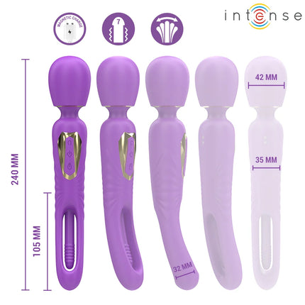 Purple intense christy vibrierender stab mit schnappender zunge mit goldakzentierter bedienung und strukturierter grifffläche