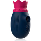 Intense clit stimulator in navy blue silicone with pink crown and bow design featuring 10 lick and suction modes