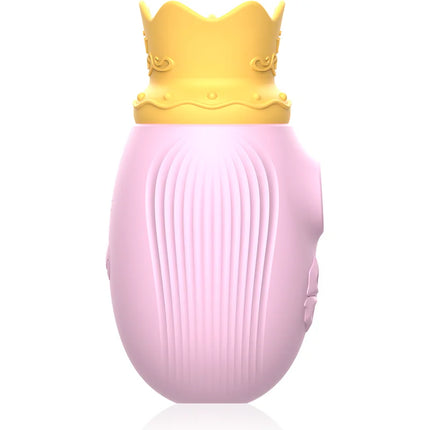 Pink silikon clit stimulator mit gelber krone und 10 leck- und saugfrequenzen für intensive anwendung