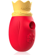 Roter silikon klit stimulator intense mit gelber krone und schleifen design und 10 leck- und saugfrequenzen