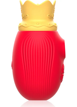 Roter silikon clit stimulator mit vertikalen rillen und goldenem kronenaufsatz für intensive stimulation