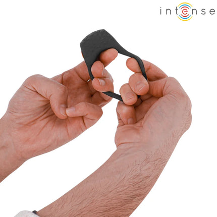 Intense clover vibrator penisring aus schwarzem silikon mit 10 vibrationsstufen und griffigem design