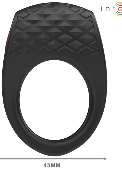 Schwarzer intense clover vibrator penisring mit texturierter diamantmusteroberfläche und glatten seiten