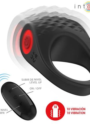 Schwarzer silikon penisring intense clover vibrator mit strukturierter oberfläche und kabelloser fernbedienung