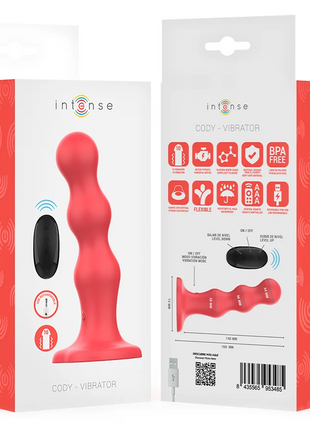 INTENSE - CODY VIBRATOR MIT SAUGNÄPFEN ROTE FERNBEDIENUNG