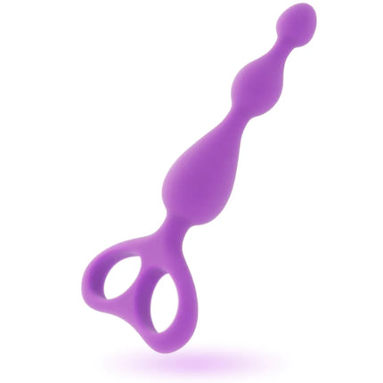 Lila silikon analplug intense danti analflieder mit texturiertem, segmentiertem körper und zwei schlaufengriff