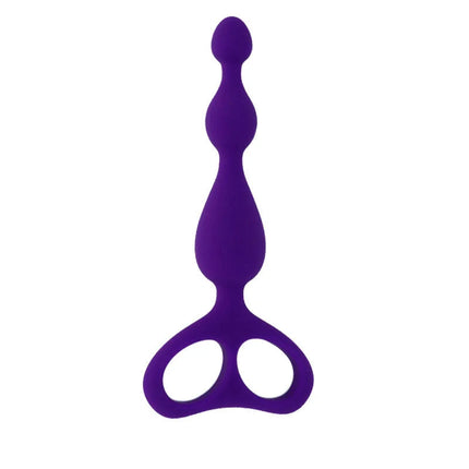 Purple silikon analplug intense danti analflieder mit tropfenförmigem griff und drei runden segmenten