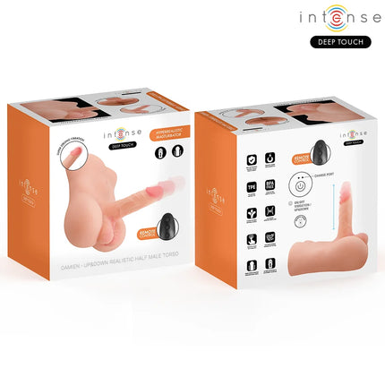 INTENSE DEEP TOUCH - DAMIEN-TORSO MIT ANUS UND REALISTISCHEM DILDO MIT DRUCK- UND VIBRATIONSFUNKTION FERNBEDIENUNG 3,5