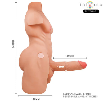 INTENSE DEEP TOUCH - MARTY-TORSO MIT ANUS UND REALISTISCHEM DILDO MIT DRUCK- UND VIBRATIONSMÖGLICHKEITEN FERNBEDIENUNG
