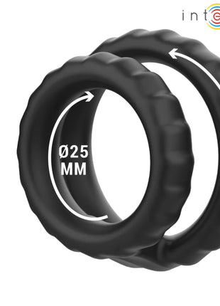 Schwarze silikon penisringe intense dewey doppelter ring mit geriffelter oberfläche in 25 mm und 35 mm durchmesser