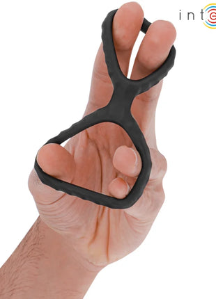Schwarzer silikon fingertrainer intense dewey doppelter penisring mit strukturierter grip und ergonomischem design