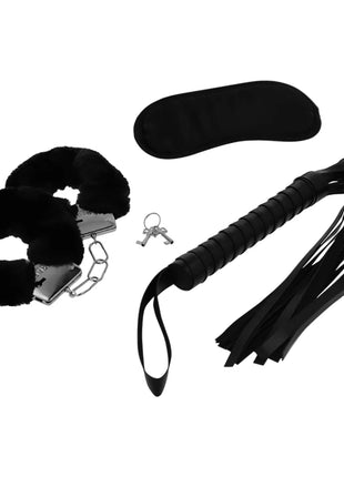 INTENSE - FETISH EROTIKSPIELSET 1 MIT HANDSCHELLEN BLINDMASKE UND PEITSCHE - Bondage-Sets
