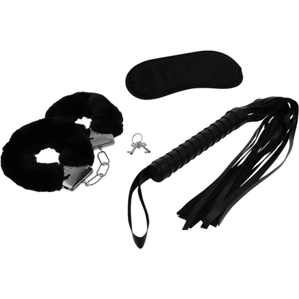 INTENSE - FETISH EROTIKSPIELSET 1 MIT HANDSCHELLEN BLINDMASKE UND PEITSCHE - Bondage-Sets