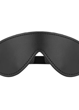 Intense - fetisch vegane blindmaske aus schwarzem leder mit steppnähten und verstellbaren riemen