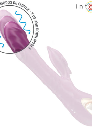 Intense halle multifunktionsvibrator in lila und durchsichtigem pink mit delfinstimulierung und 7 auf- und abbewegungsmodi