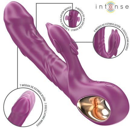 Lila intense halle multifunktionsvibrator mit delfin-stimulierender zunge und dualer stimulation für erwachsene