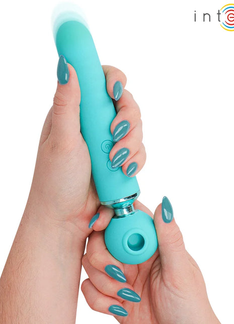 Teal silikon intensiver personalspaßgerät mit rundem kopf und tastensteuerung intense hamby multifunktions-saug- und vibrationsstimulator