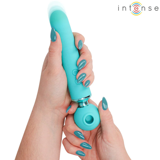 Teal silikon intensiver personalspaßgerät mit rundem kopf und tastensteuerung intense hamby multifunktions-saug- und vibrationsstimulator