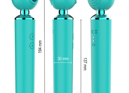 Intense hamby multifunktions-saug- und vibrationsstimulator in teal mit rundem kopf und metallischen akzenten