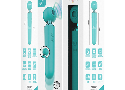 Tealfarbener intensiver hamby multifunktions-saug- und vibrationsstimulator mit abgerundetem kopf und strukturiertem griff