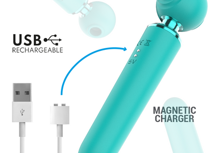 Intense hamby multifunktions-saug- und vibrationsstimulator usb wiederaufladbarer teal wand mit magnetladegerät und kugelkopf