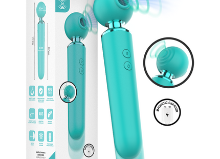 Tealfarbener intensiver hamby multifunktions-saug- und vibrationsstimulator mit abgerundetem kopf und ergonomischem griff