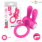 Intense hopps vibrating penis ring in pink mit klitorisstimulation und weißem bedienknopf mit borstenstruktur