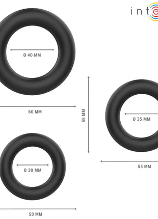 Intense schwarze silikon penisringe hugh 3 basic in drei größen aus gummi grommets sichtbar