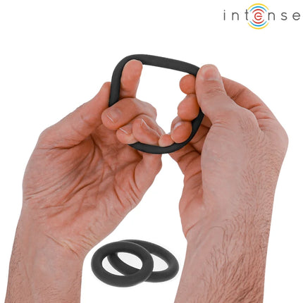 Schwarzer silikon penisring intense hugh 3 basic mit flexiblem, abgerundet rechteckigem design