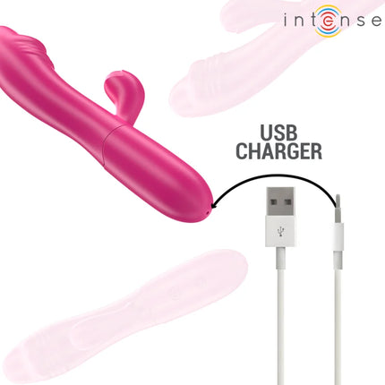 Rosa silikon vibrator in hasenform mit usb ladegerät und 10 vibrationsstufen für intensive stimulation