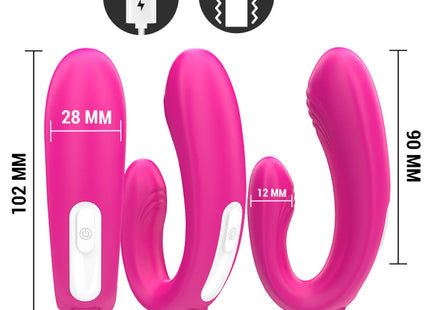 INTENSE - JANET DOPPELTER U-FÖRMIGER STIMULATOR UND VIBRATOR MIT FERNBEDIENUNG ROSA