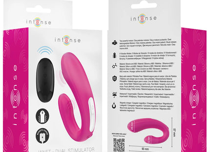 INTENSE - JANET DOPPELTER U-FÖRMIGER STIMULATOR UND VIBRATOR MIT FERNBEDIENUNG ROSA