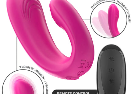 INTENSE - JANET DOPPELTER U-FÖRMIGER STIMULATOR UND VIBRATOR MIT FERNBEDIENUNG ROSA