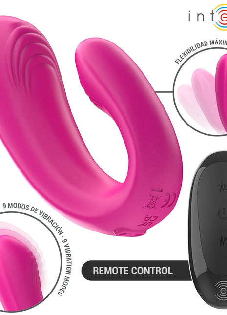 INTENSE - JANET DOPPELTER U-FÖRMIGER STIMULATOR UND VIBRATOR MIT FERNBEDIENUNG ROSA