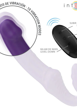 Intense jill doppelvibrator 20 cm lila aus transparentem und silikon mit schwarzer fernbedienung