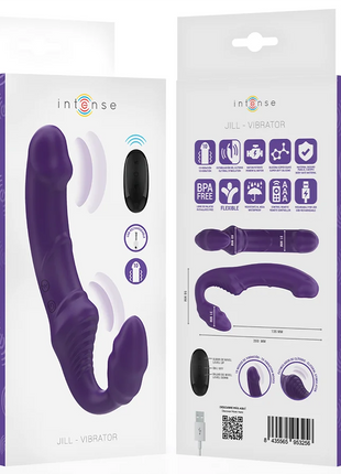 Lila intensiver jill doppelvibrator mit schlankem gebogenem design und texturierter griffigkeit 20 cm fernbedienung