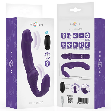 Lila intensiver jill doppelvibrator mit schlankem gebogenem design und texturierter griffigkeit 20 cm fernbedienung