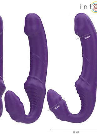 Lila doppelvibrator von intense mit dualem design, strukturiertem griff und fernbedienung, 20 cm lang