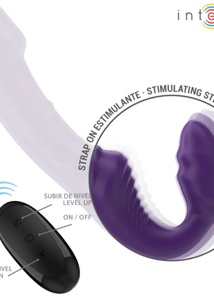 Intense jill doppelvibrator 20 cm lila aus silikon mit schwarzer fernbedienung und strap-on funktion