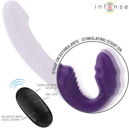 Intense jill doppellibrator 20 cm lila aus silikon mit schwarzer fernbedienung strap-on vibrator