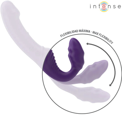 Lila und weiße silikon doppelvibrator mit flexiblem, gebogenem design und fernbedienung, 20 cm lang