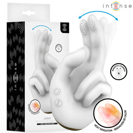 Weißer silikon handgeformter multifunktionsstimulator mit flexiblen fingern und magnetischer ladefunktion von europäischer marke