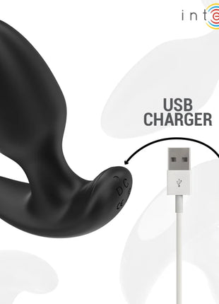 Schwarzer intens analplug joey mit 10 vibrationen ergonomischem design und usb ladekabel für fernbedienung