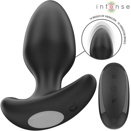 Schwarzer remote-controlled analvibrator von intense mit 10 vibrationsmodi für intensiven genuss