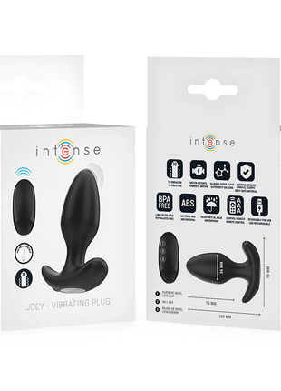 Schwarzer intense joey analplug mit 10 vibrationsstufen und ergonomischem design mit fernbedienung