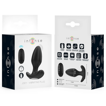 Schwarzer intense joey analplug mit 10 vibrationsstufen und ergonomischem design mit fernbedienung